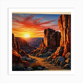 Sunset In The Desert 2 Art Print