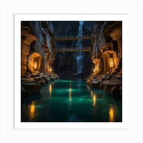 Waterfall In A Canyon Art Print