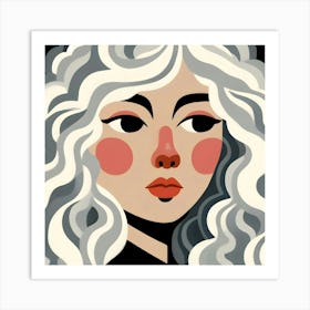 Illustration Of A Girl With White Hair Art Print