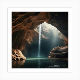 Waterfall In A Cave Art Print