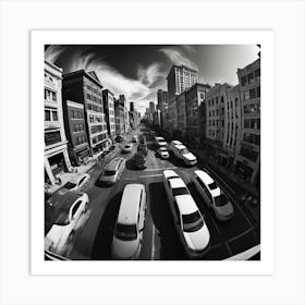 Black And White Street Scene Art Print