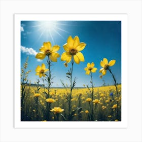 Yellow Flowers In A Field 39 Art Print