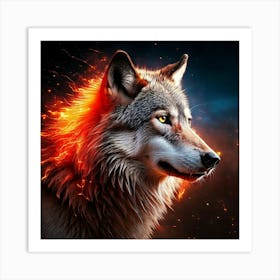 Firefly Majestic Wolf Surrounded By Fiery And Electric Sparks 72929 Art Print