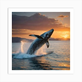 Humpback Whale Leaping Out Of The Water 10 Art Print