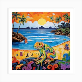 Frog On The Beach 1 Art Print