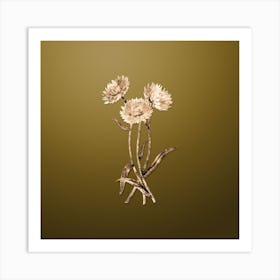 Gold Botanical Helichrysum Flower Branch on Dune Yellow Art Print