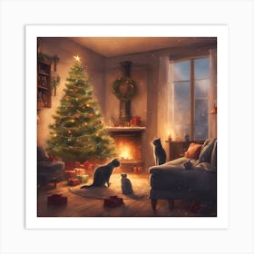 Christmas Tree In The Living Room Art Print