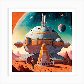 Elon Musks New Space Habitation On Mars Art Print