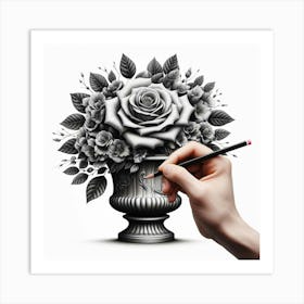 Black And White Roses Art Print