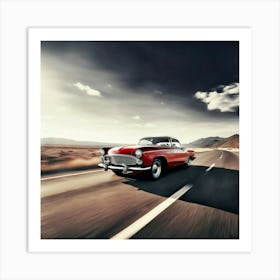 Road Street Fast Transport Speed Auto Wheel Drive Red White Vehicle Car Transportation (1) Art Print