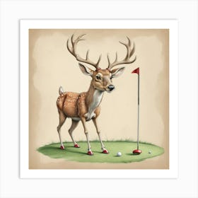 Deer On Golf Course 1 Art Print