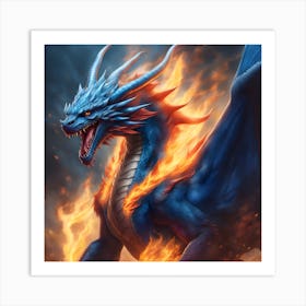 Fiery Blue Dragon Art Print