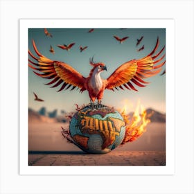 Bird On A Globe Art Print