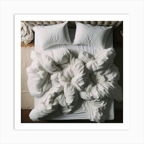 Bed With Pillows Art Print