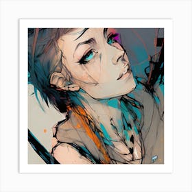 Girl With Blue Eyes Art Print