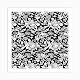 Black And White Floral Pattern Art Print