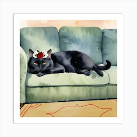 1000014861 beautiful Black cat art print Art Print