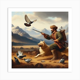 Hunter And His Dog 1 Art Print