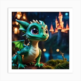 A Castle and a Dragon Art Print