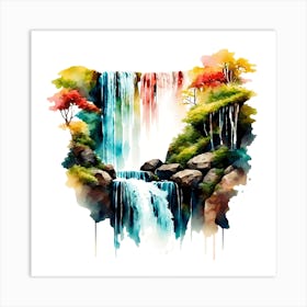 Waterfall Painting Art Print