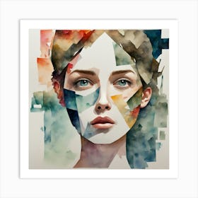 Watercolor Portrait Of A Woman 5 Art Print