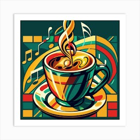 Coffee Cup With Music Notes 1 Art Print