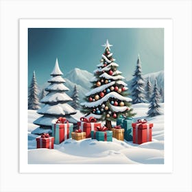 Christmas Tree With Presents Art Print