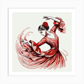 Line Art Flamenco Dancer 2 Art Print