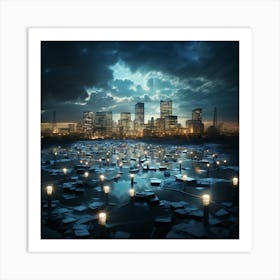 Dark City At Night Art Print