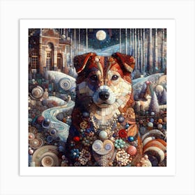 Dog In The Snow Art Print