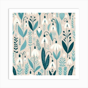 Scandinavian style, snowdrop pattern 2 Art Print