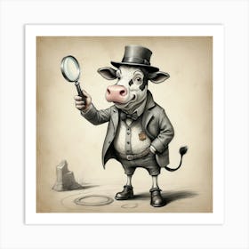 Detective Cow Art Print