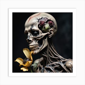 Skeleton And Flower Art Print