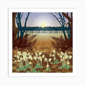 Snowdrops In The Forest Art Print