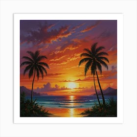 Sunset Palm Trees 3 Art Print