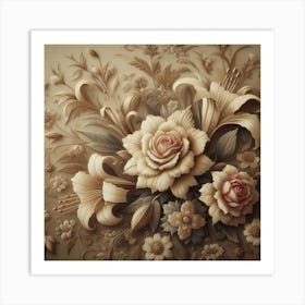 Roses And Lilies Art Print