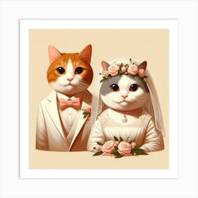 Wedding Cats V3 Art Print