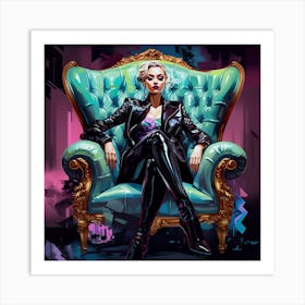 Sexy Woman Sitting In Chair Art Print