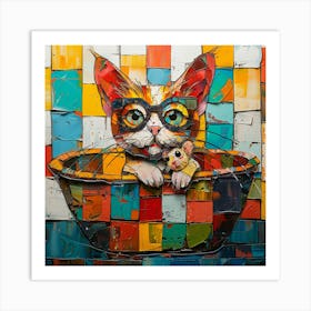 Cat In A Bowl Art Print