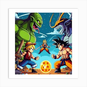 Dragon Ball Z vs One Piece 1 Art Print