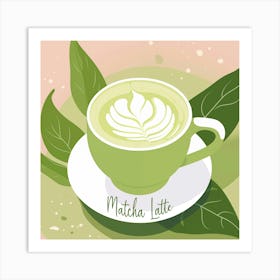 Matcha Tea Latte Illustration Art Print