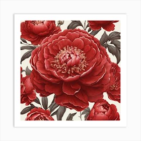 Aesthetic style, Large red Peony flower 1 Art Print