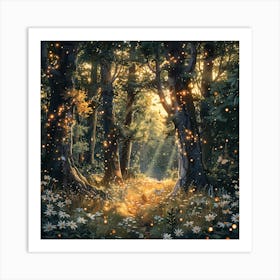 Fireflies In The Forest Art Print