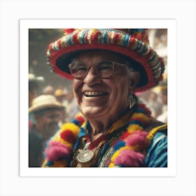 Old Man In A Colorful Hat 1 Art Print