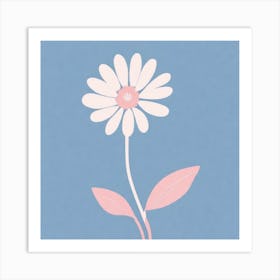 A White And Pink Flower In Minimalist Style Square Composition 87 Art Print