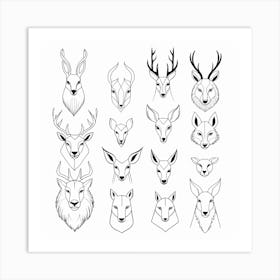 Deer Head Set Art Print