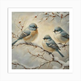 Birds In The Snow 1 Art Print