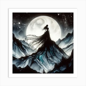 Woman In The Moonlight Art Print