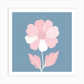 A White And Pink Flower In Minimalist Style Square Composition 314 Art Print