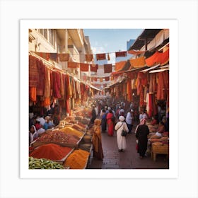 Dreamshaper V7 A Bustling Market Square Where Stalls Overflow 1 Art Print